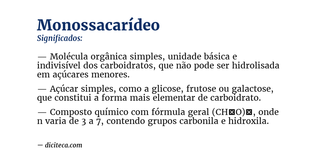 Significado de monossacarídeo