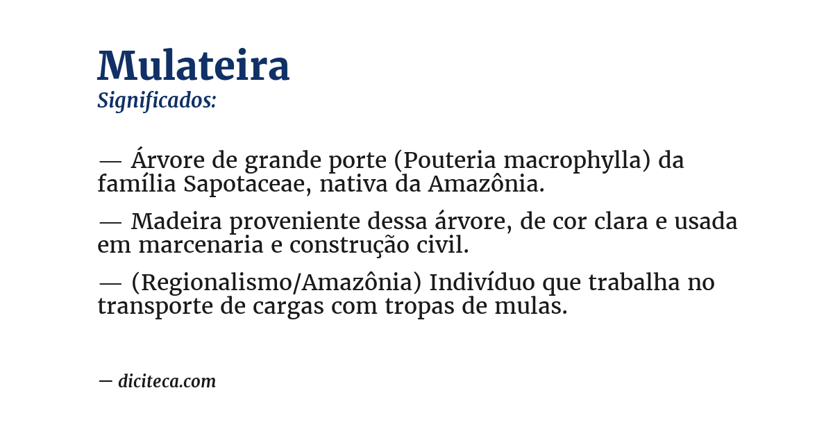 Significado de mulateira