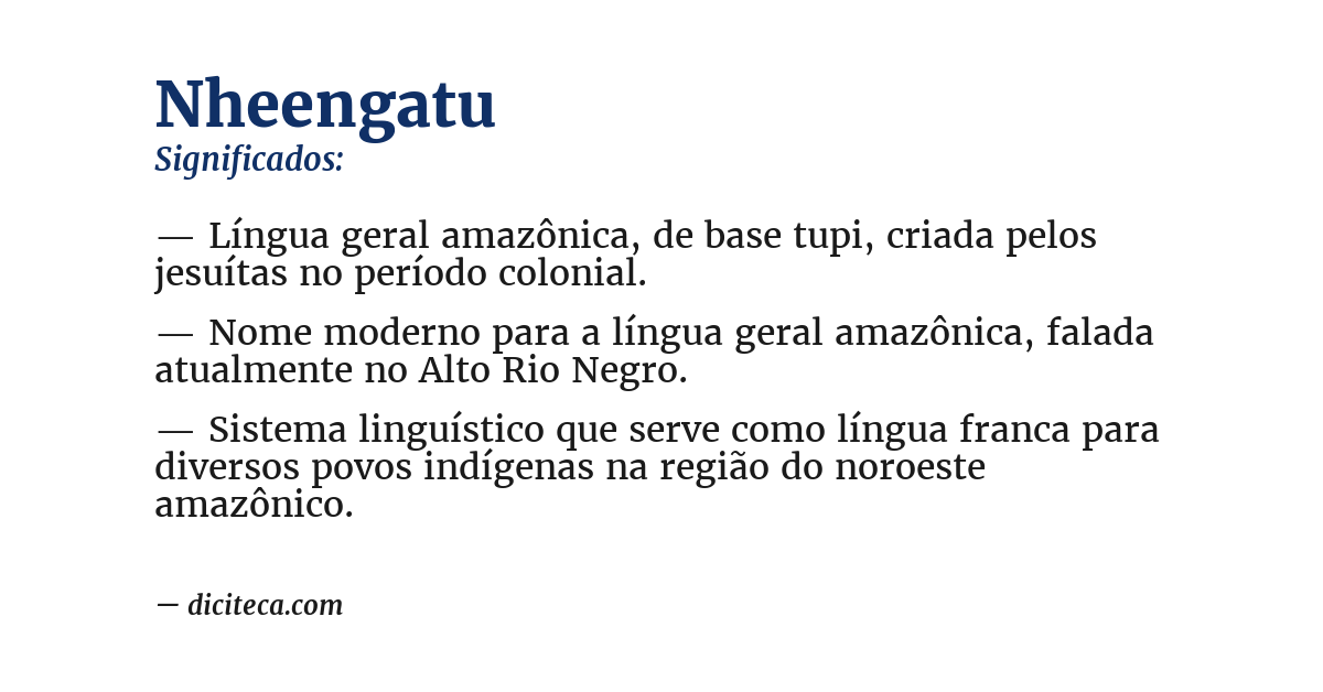 Significado de nheengatu
