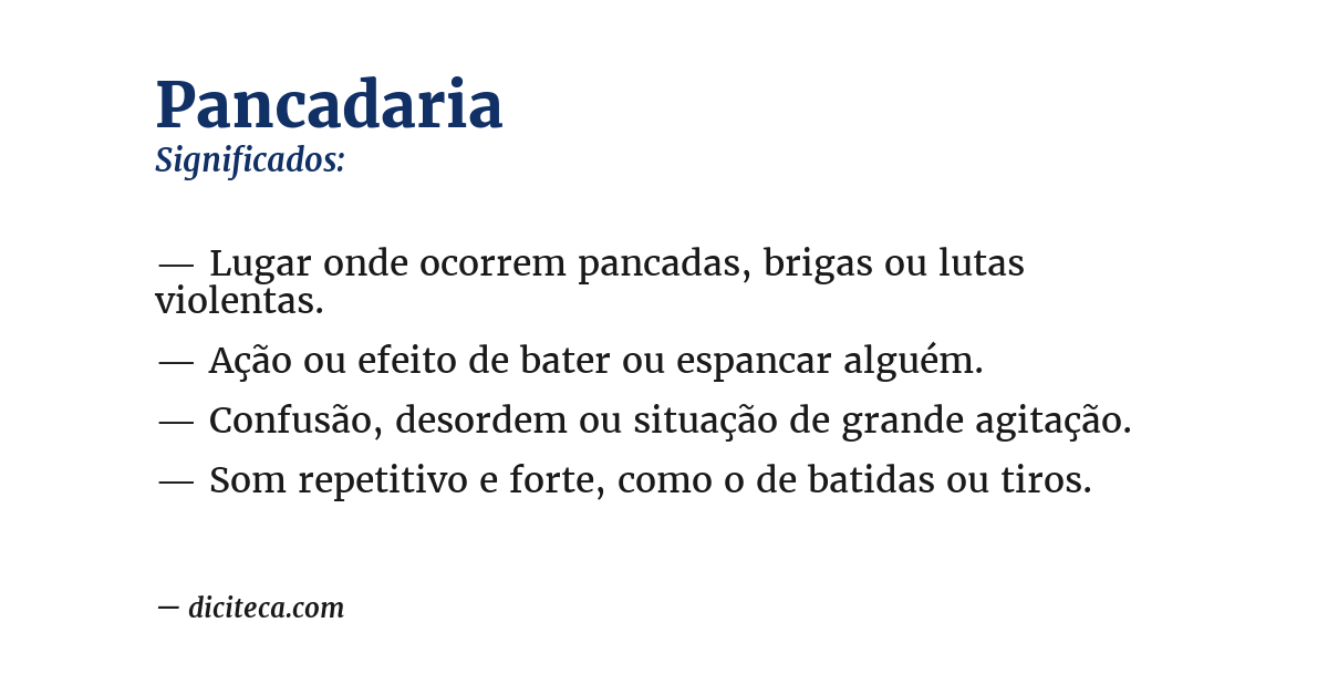 Significado de pancadaria