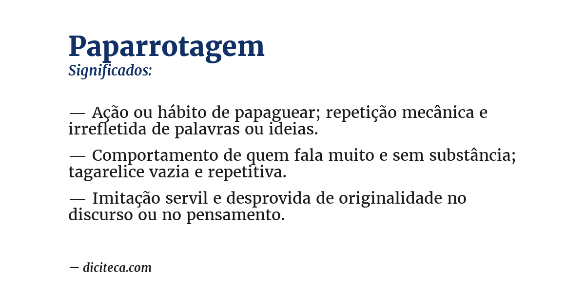 Significado de paparrotagem