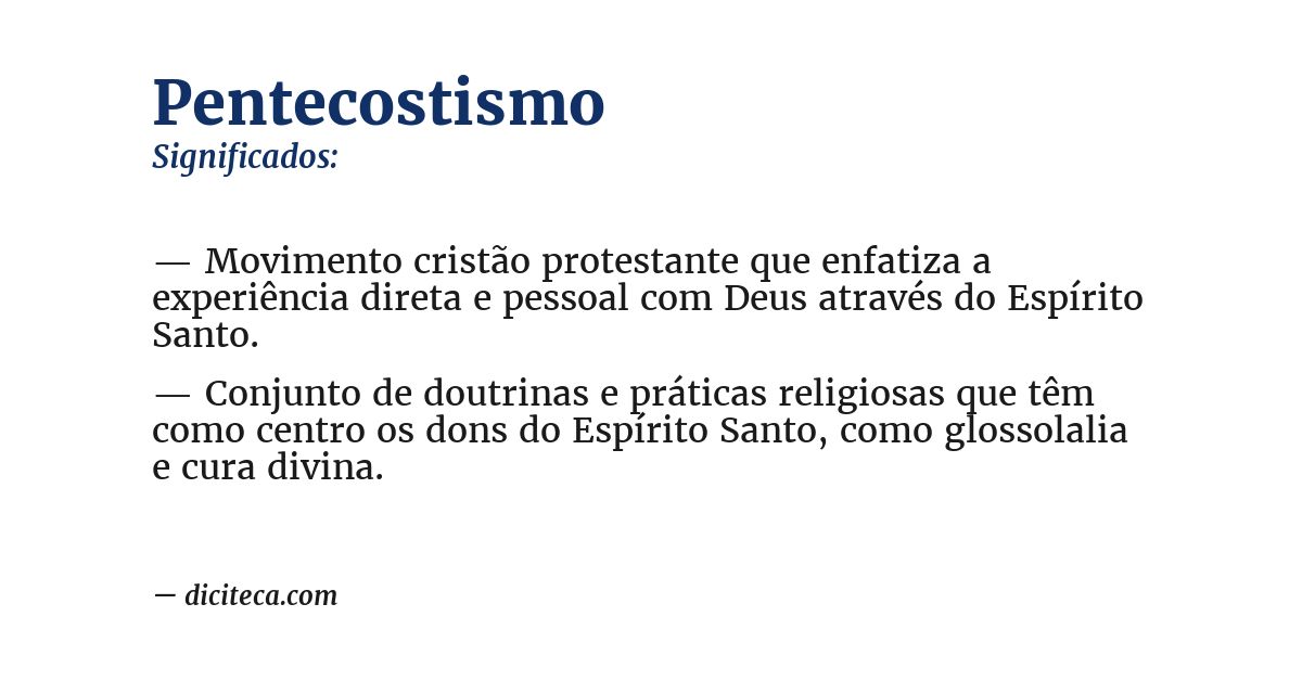 Significado de pentecostismo