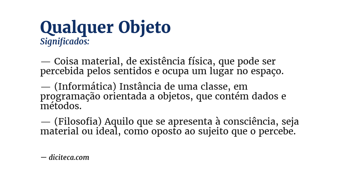 Significado de qualquer objeto