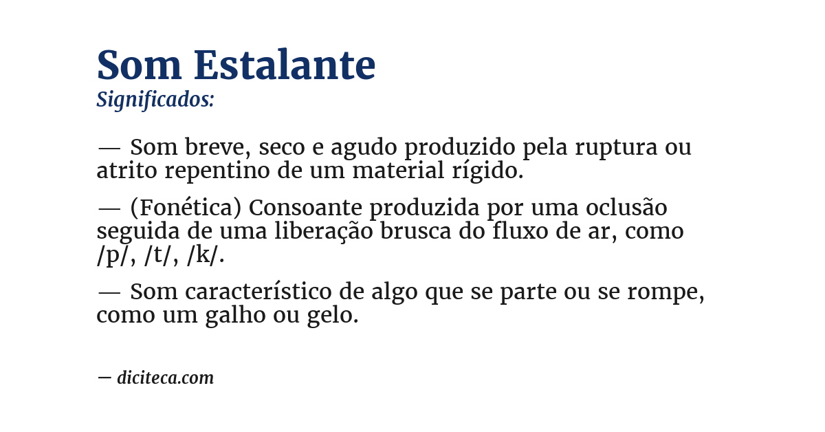 Significado de som estalante