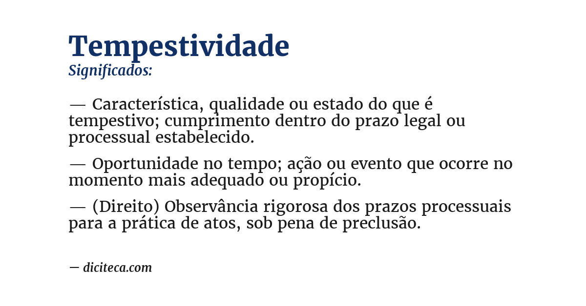 Significado de tempestividade