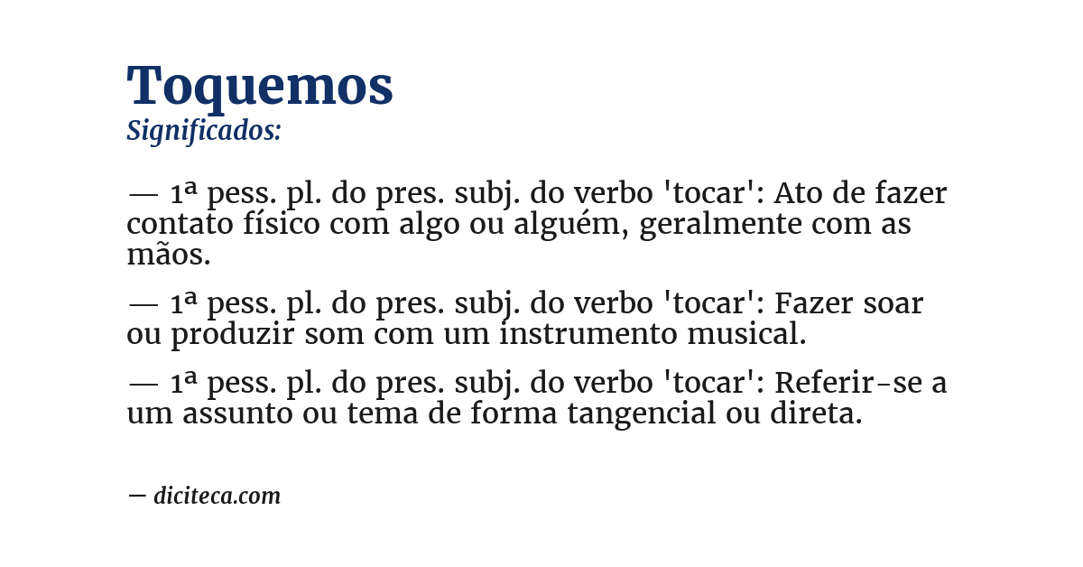Significado de toquemos
