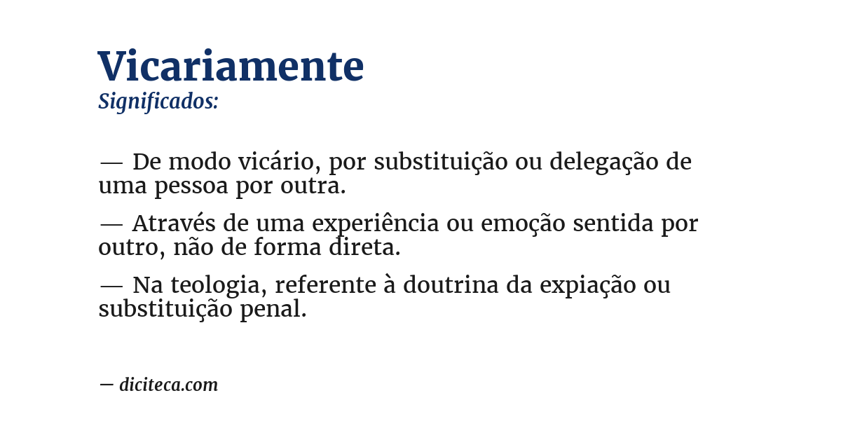 Significado de vicariamente