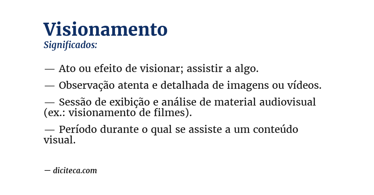 Significado de visionamento