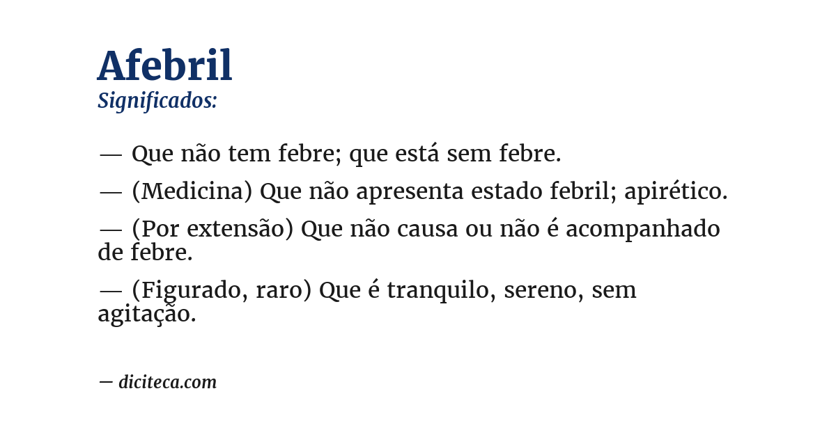 Significado de afebril