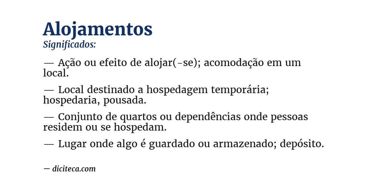 Significado de alojamentos