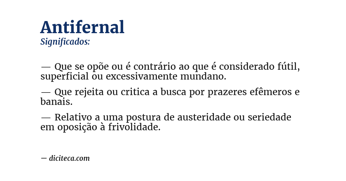 Significado de antifernal
