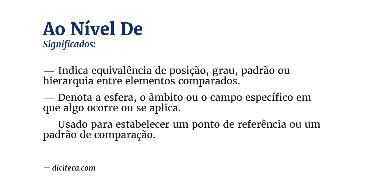 Significado de ao nível de