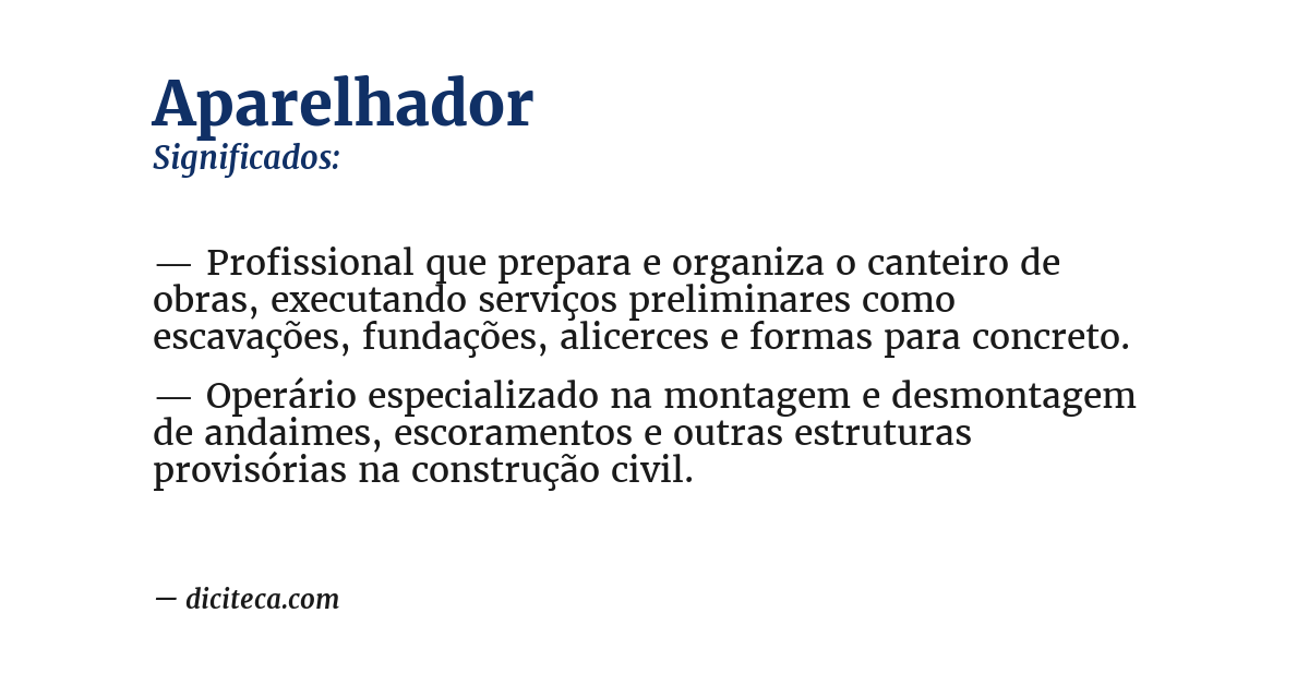 Significado de aparelhador