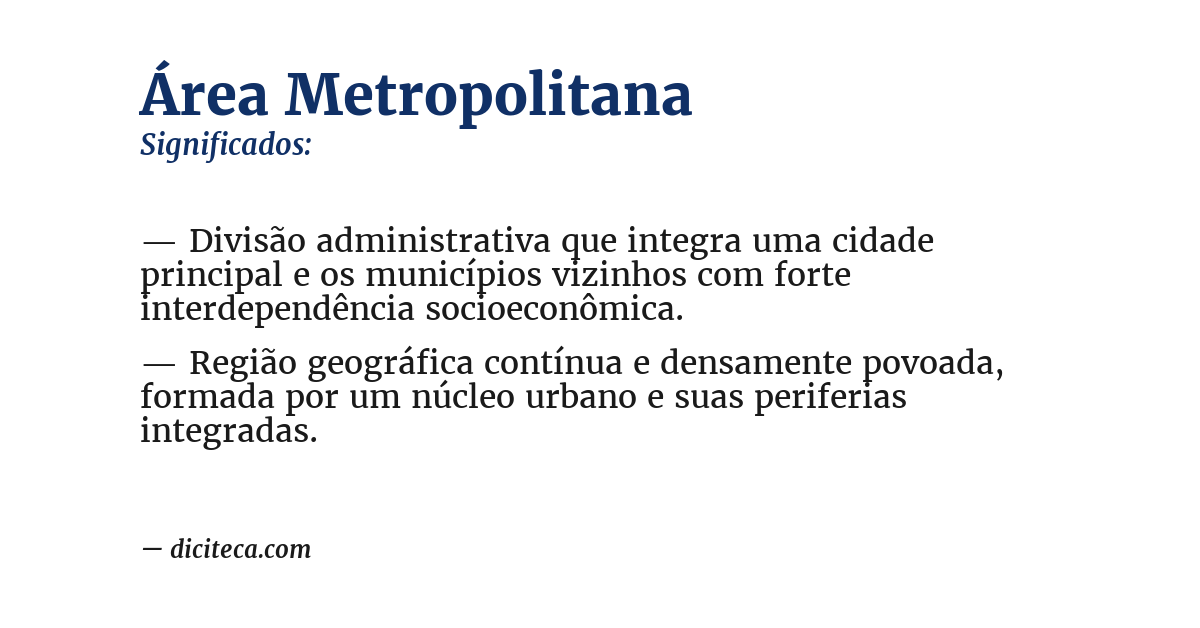 Significado de área metropolitana
