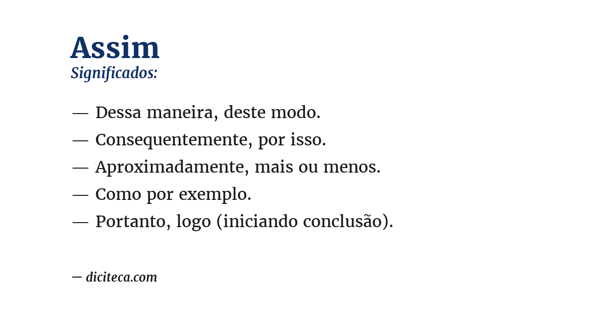 Significado de assim
