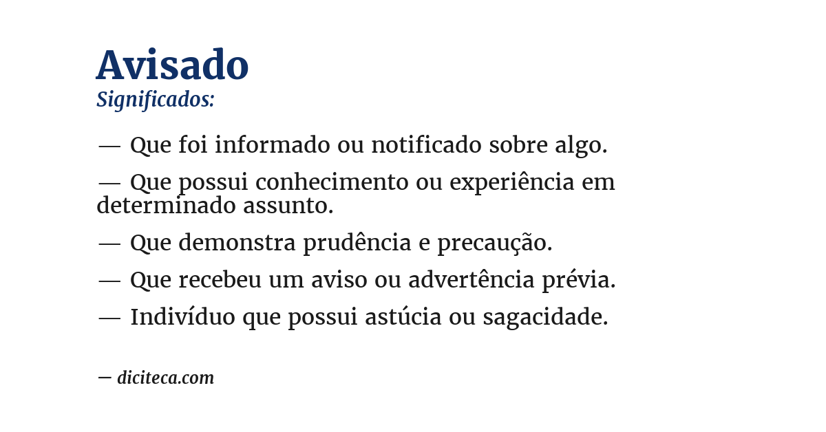 Significado de avisado