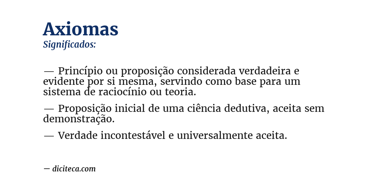 Significado de axiomas