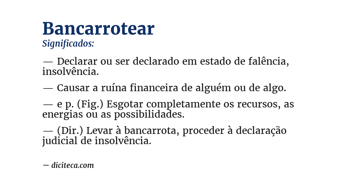 Significado de bancarrotear