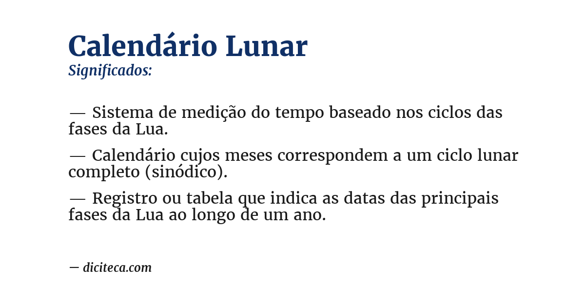 Significado de calendário lunar
