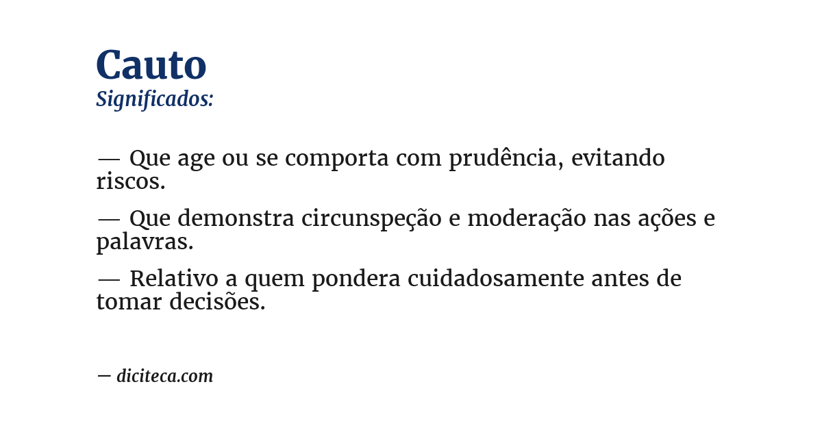 Significado de cauto