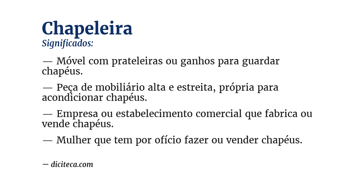 Significado de chapeleira