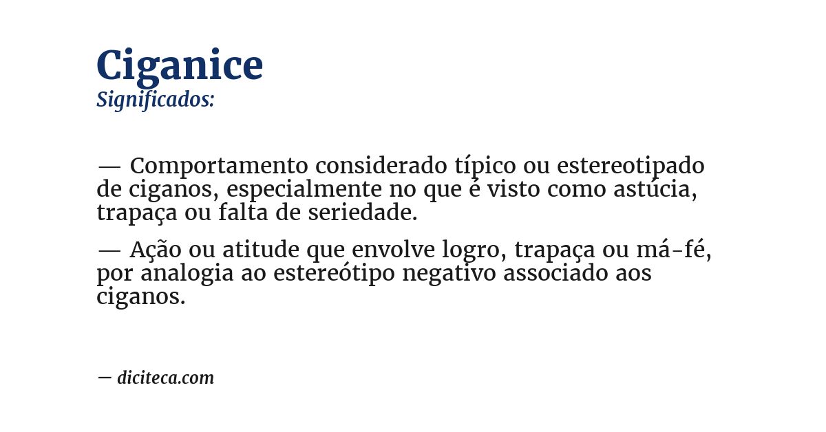 Significado de ciganice