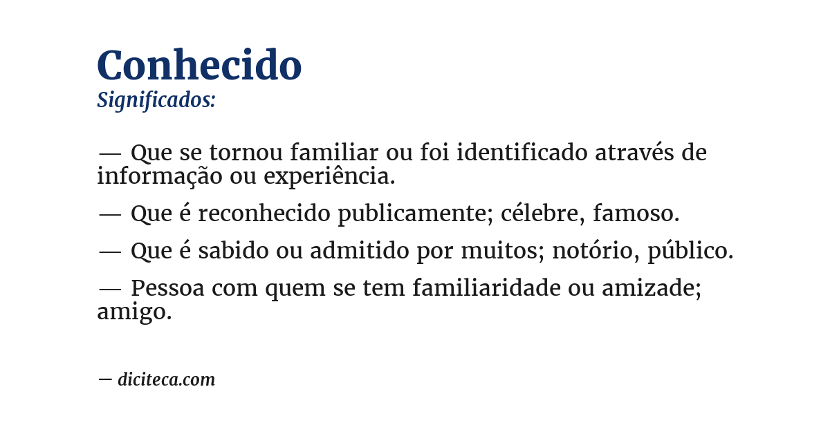 Significado de conhecido