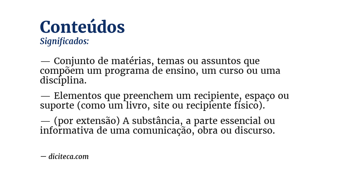 Significado de conteúdos