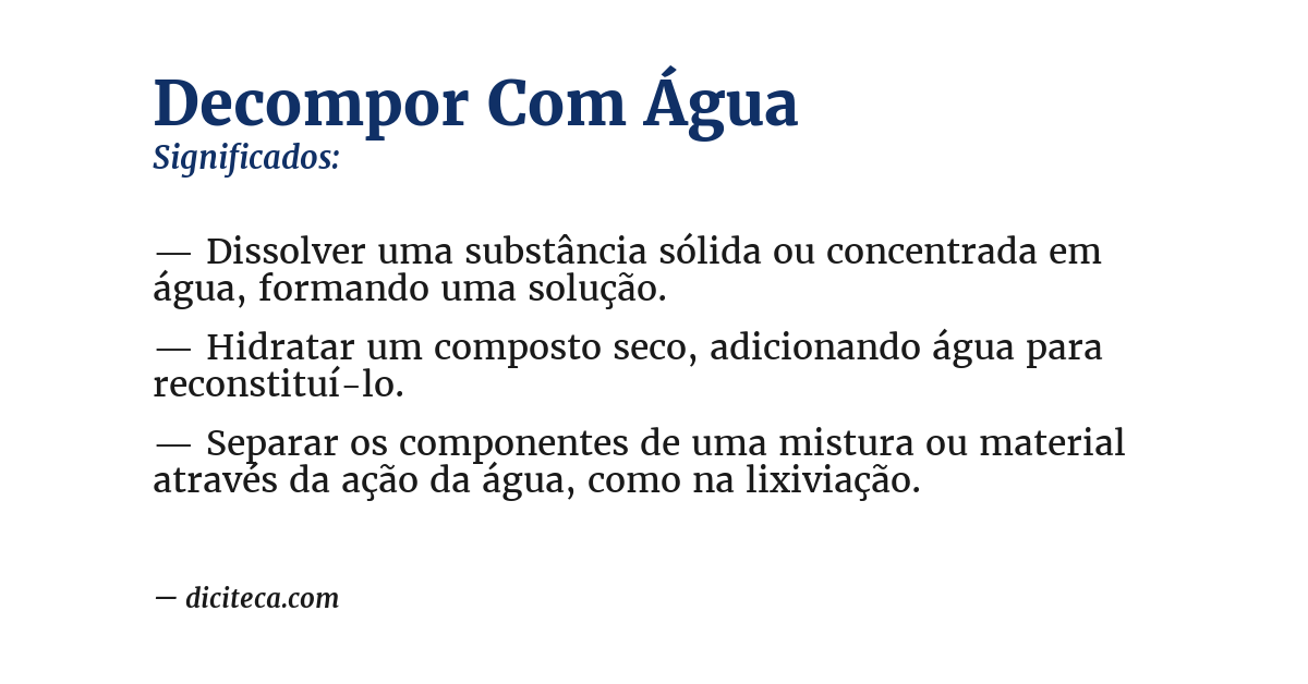 Significado de decompor com água