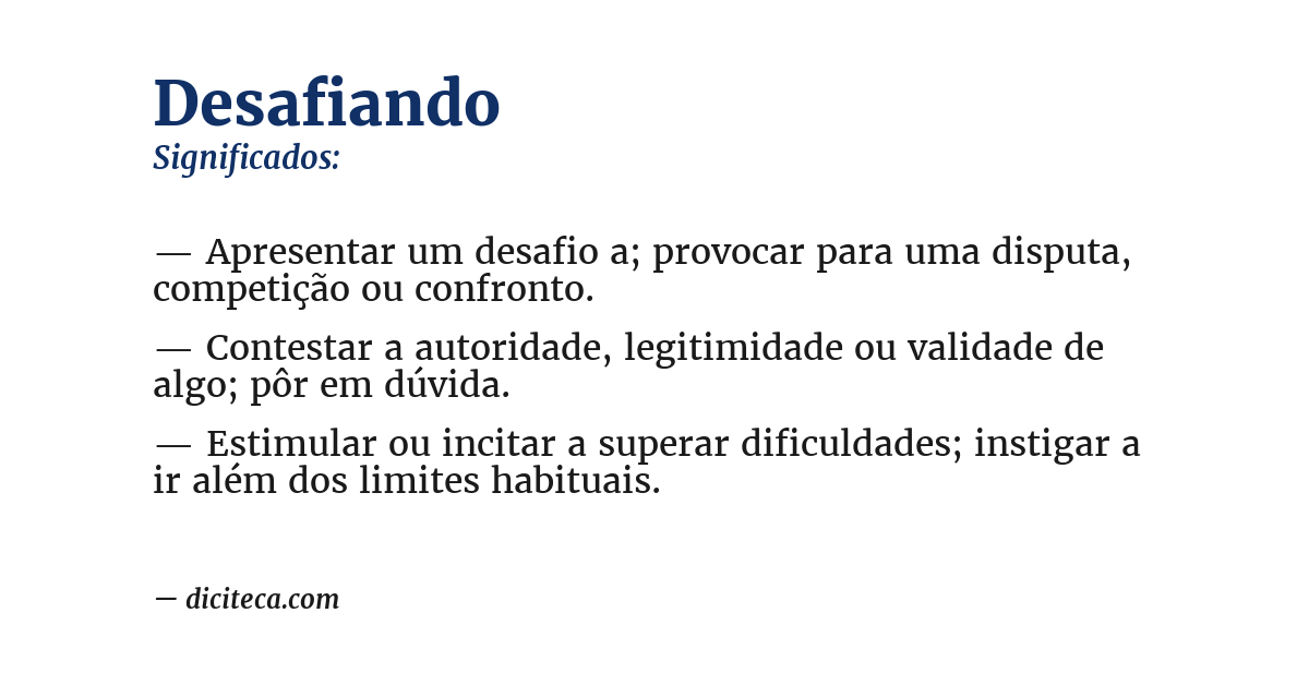 Significado de desafiando