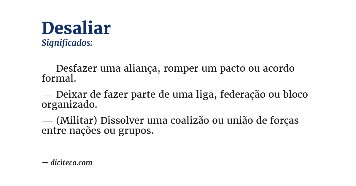 Significado de desaliar