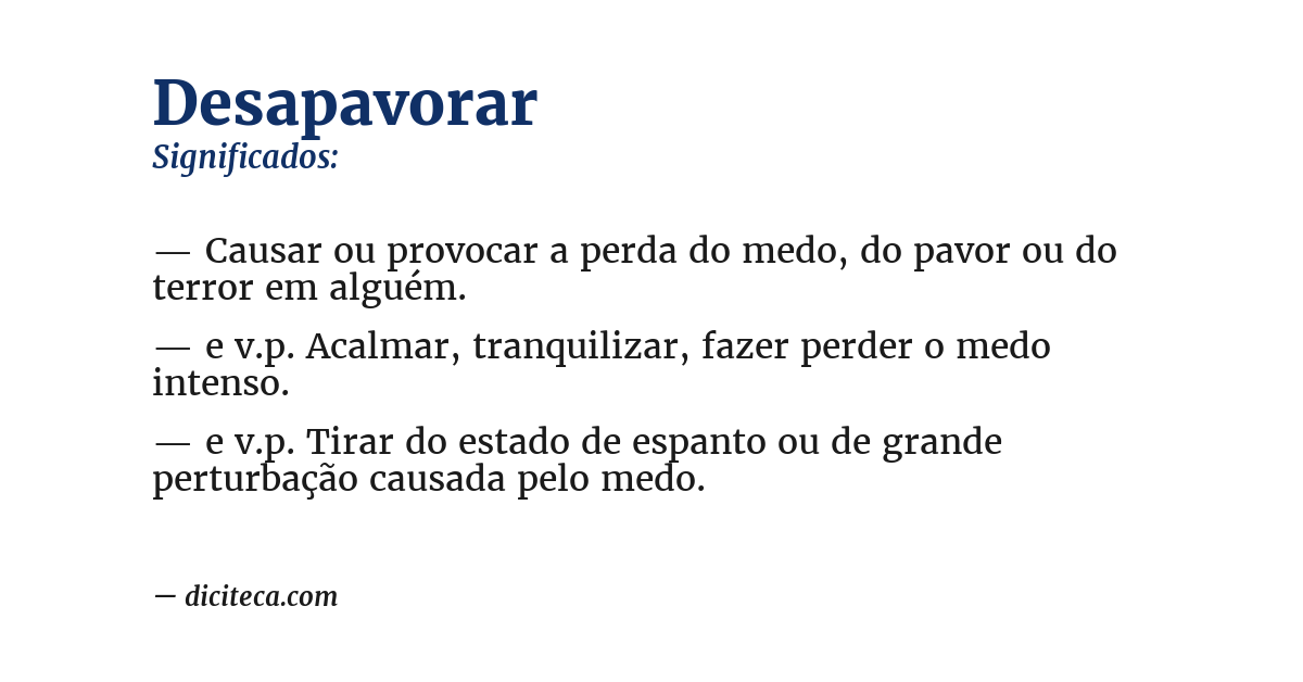 Significado de desapavorar