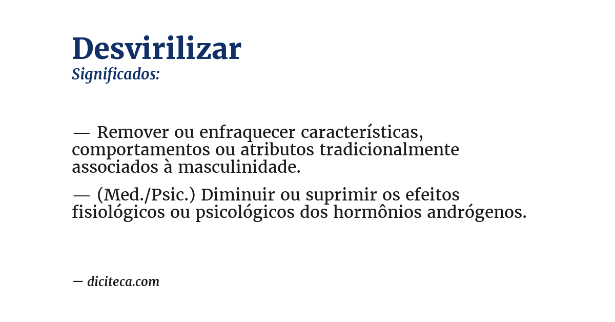 Significado de desvirilizar