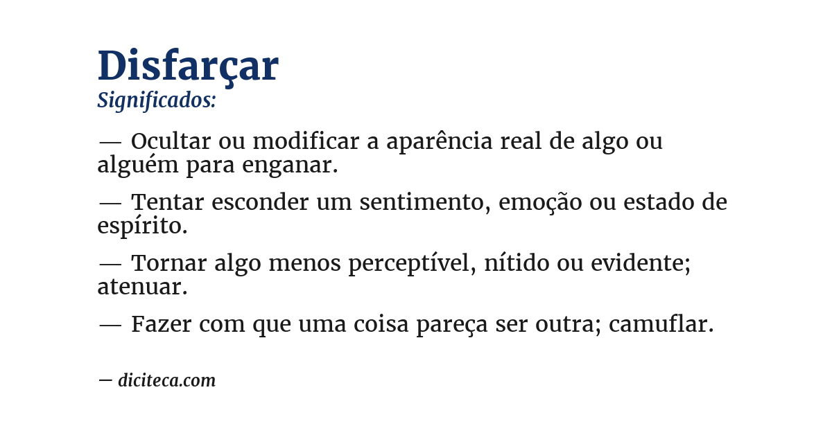 Significado de disfarçar