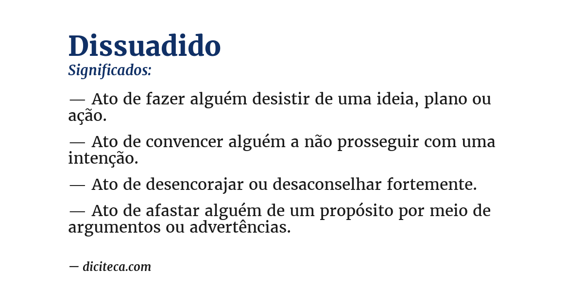 Significado de dissuadido