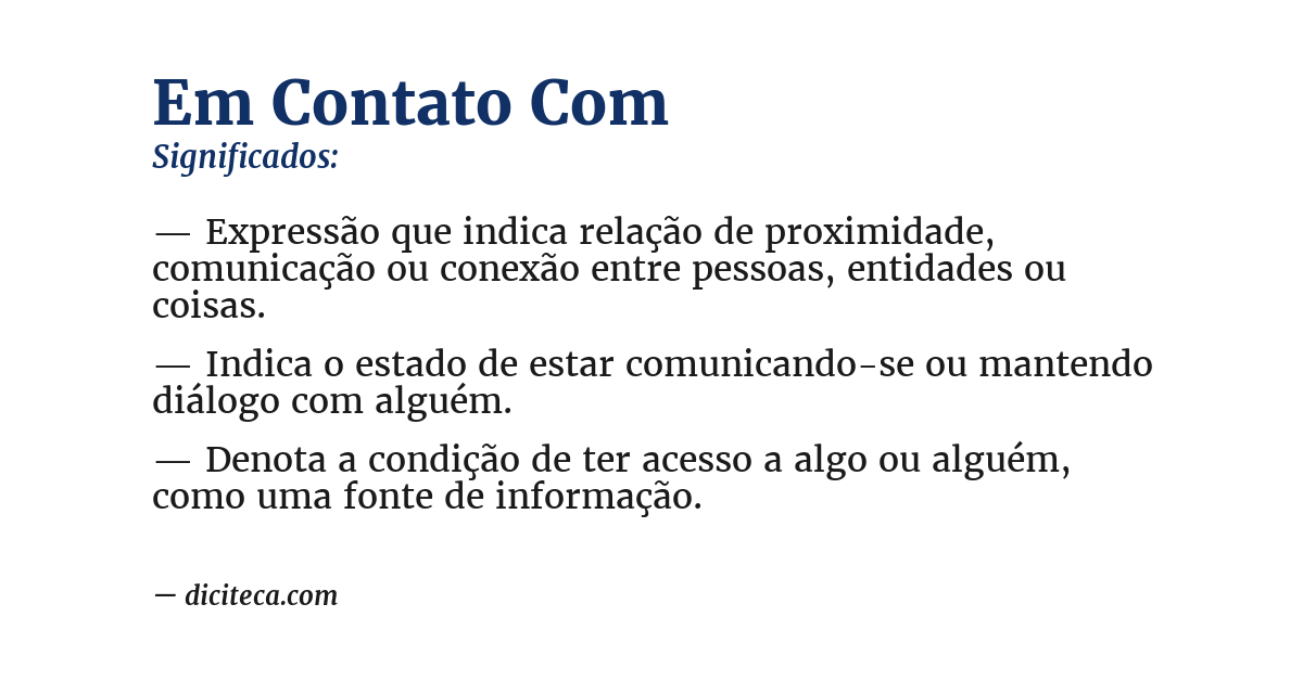 Significado de em contato com