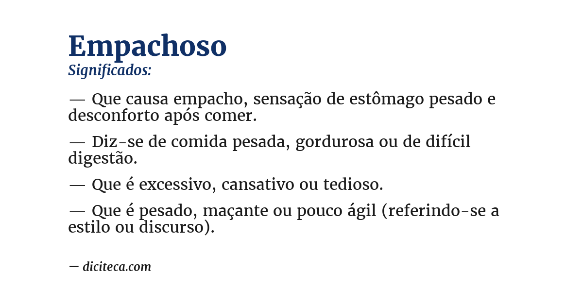 Significado de empachoso
