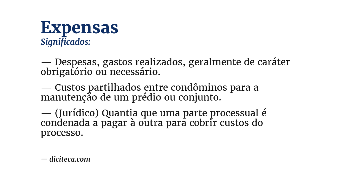Significado de expensas