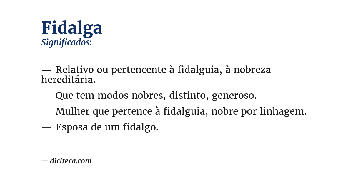 Significado de fidalga