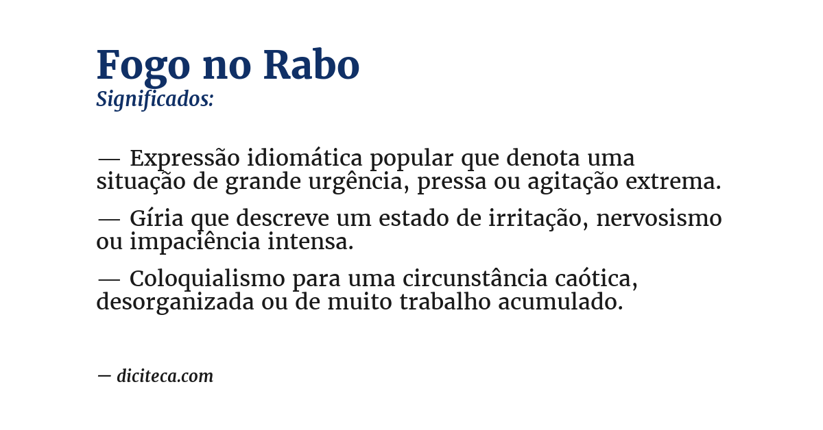 Significado de fogo no rabo