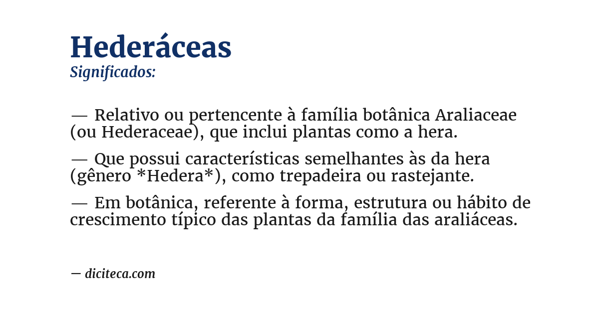 Significado de hederáceas