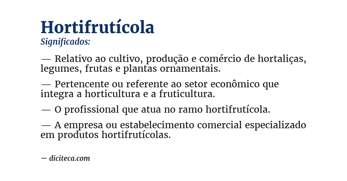 Significado de hortifrutícola