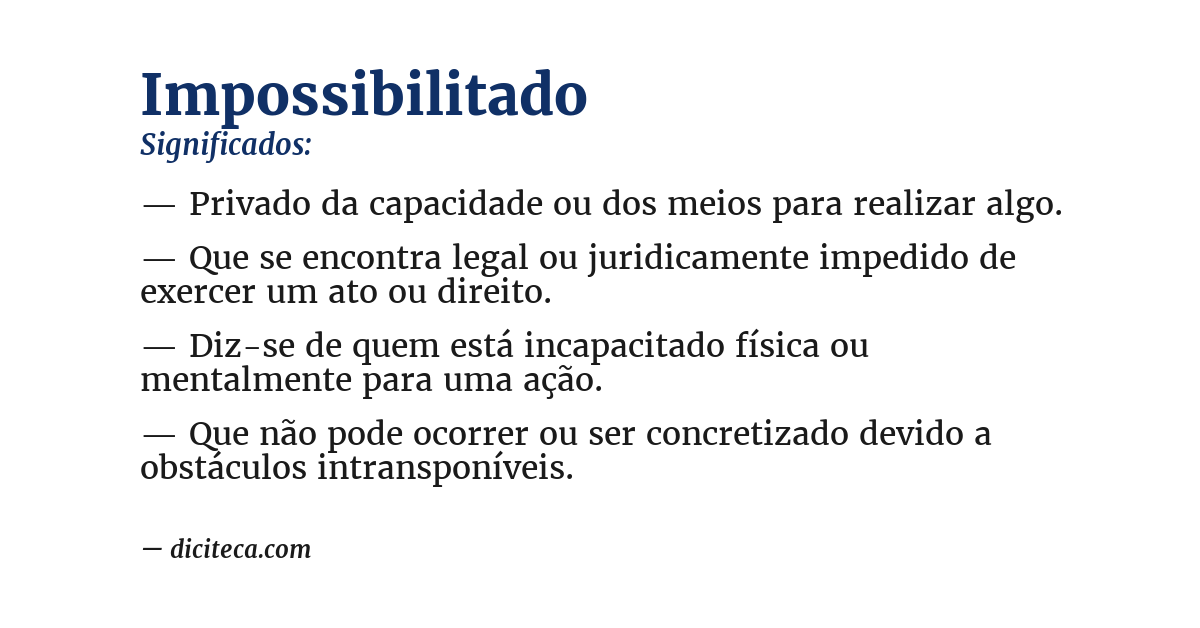 Significado de impossibilitado
