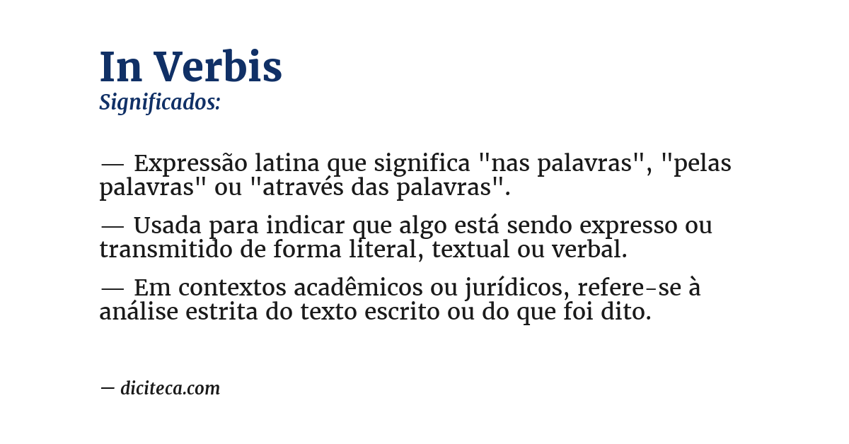 Significado de in verbis