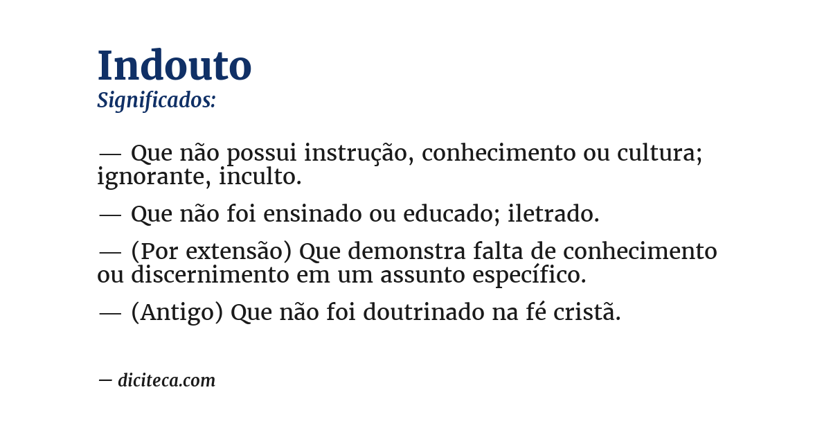 Significado de indouto