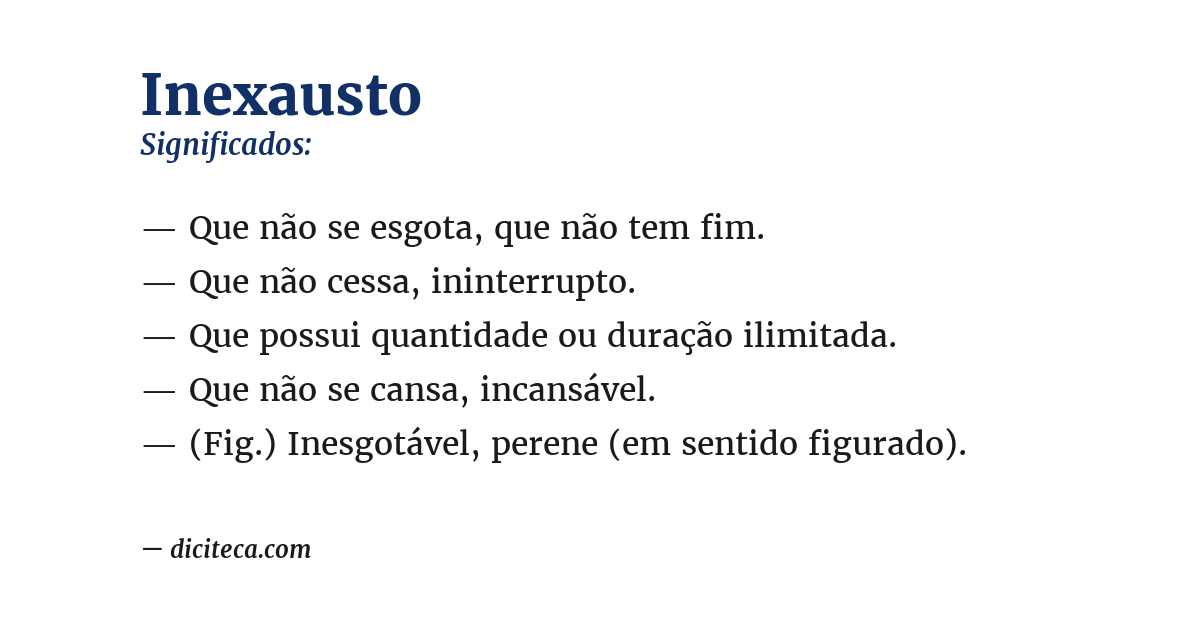 Significado de inexausto