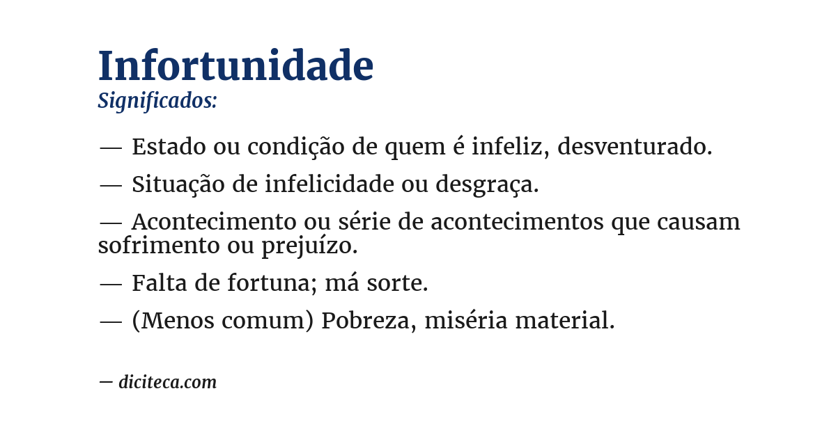 Significado de infortunidade
