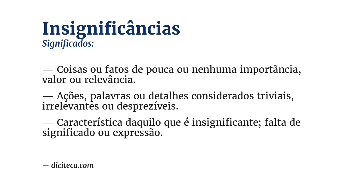 Significado de insignificâncias