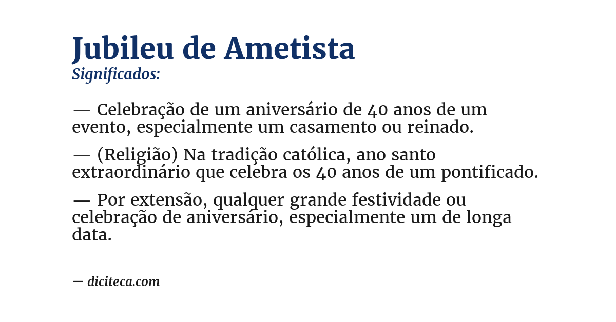 Significado de jubileu de ametista