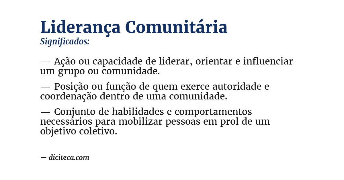 Significado de liderança comunitária